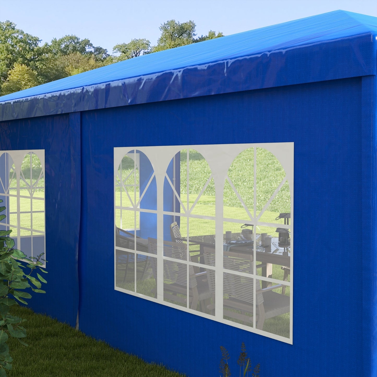 NEW Outsunny 9.6' X 19' Large Party Tent, Outdoor Event Shelter, Gazebo Canopy With 4 Removable Window S