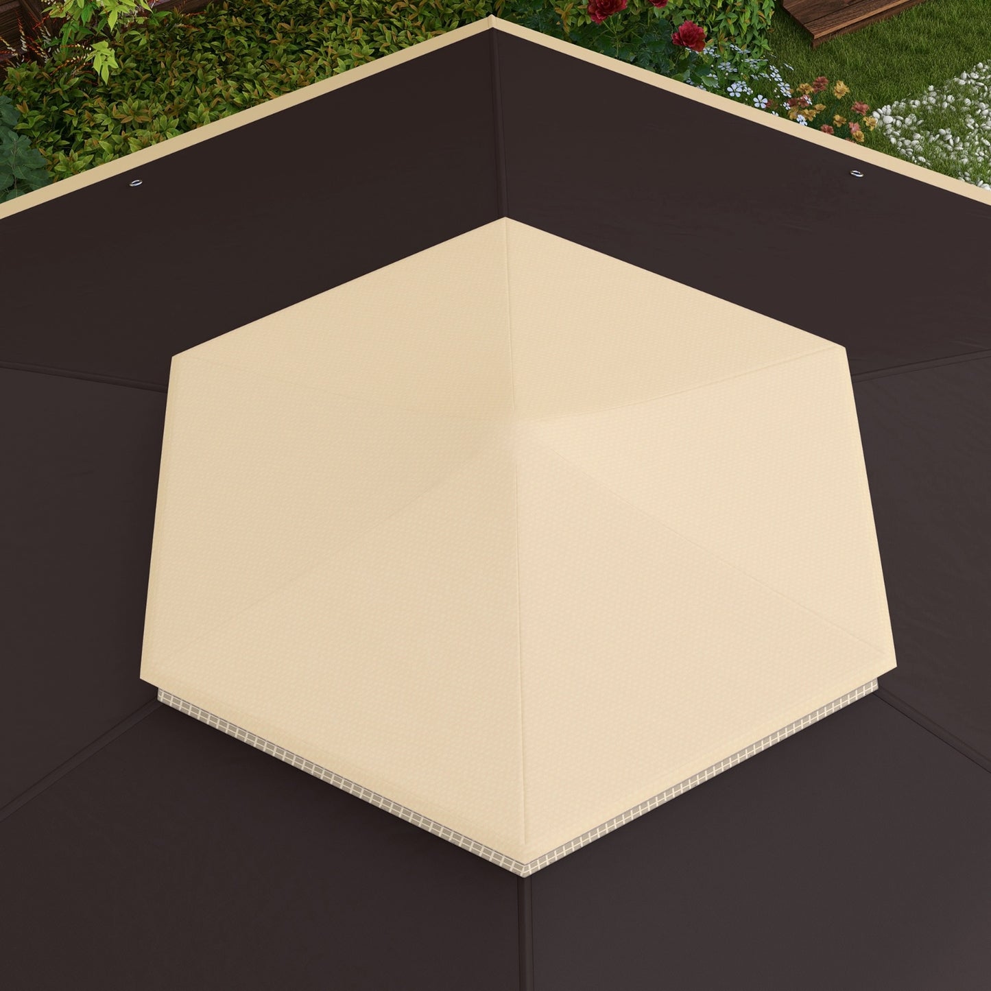 NEW Outsunny 13' X 13' Pop Up Gazebo, Hexagonal Canopy Shelter With 6 Zippered Mesh Netting, Event Tent