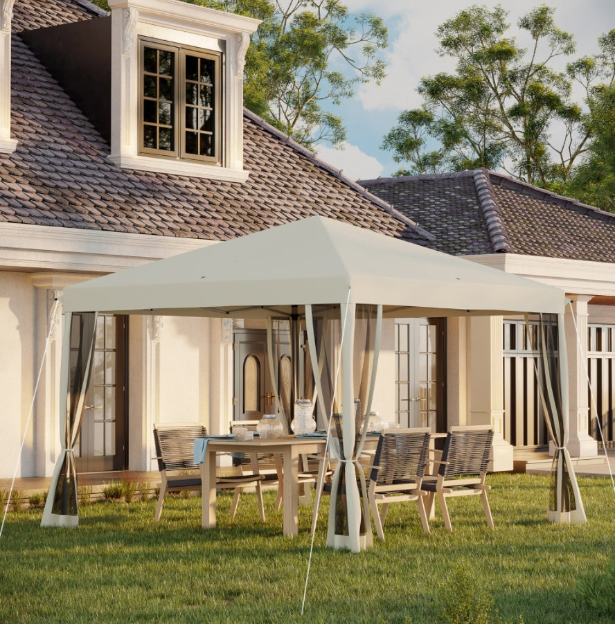 NEW Outsunny 10' X 10' Pop Up Canopy Tent With Netting, Instant Gazebo, Ez Up Screen House Room With Car