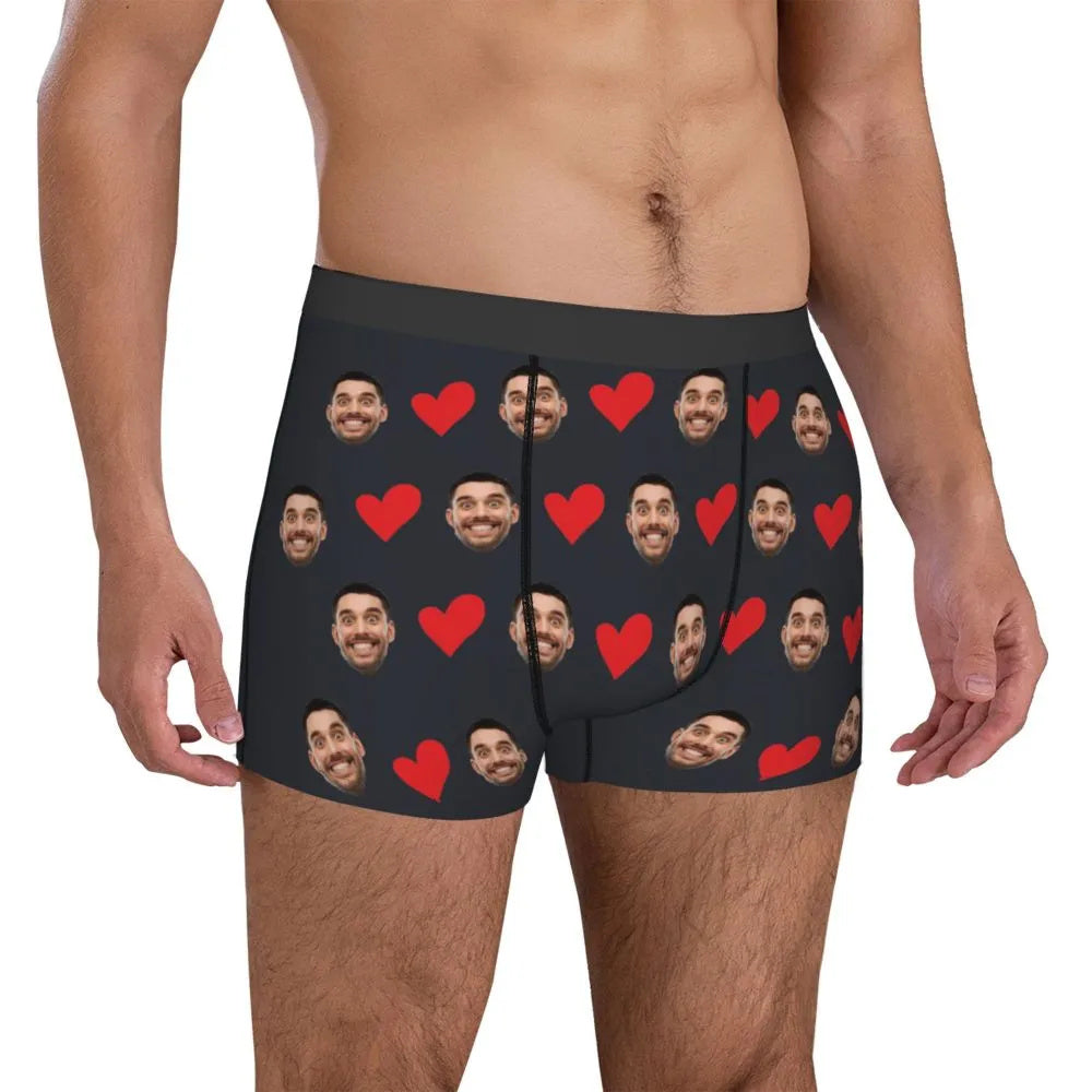NEW Personalized Face Photo Underwear Custom Heart Boxer Briefs Custom Men Briefs Gift For Husband - Anniversary Gift For Dad