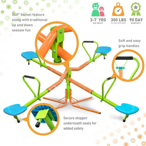 NEW
NEW XSS004 Outdoor Kids 3+ Steel Frame Playground Four-seater Seesaw For Children 360 Degree Rotation