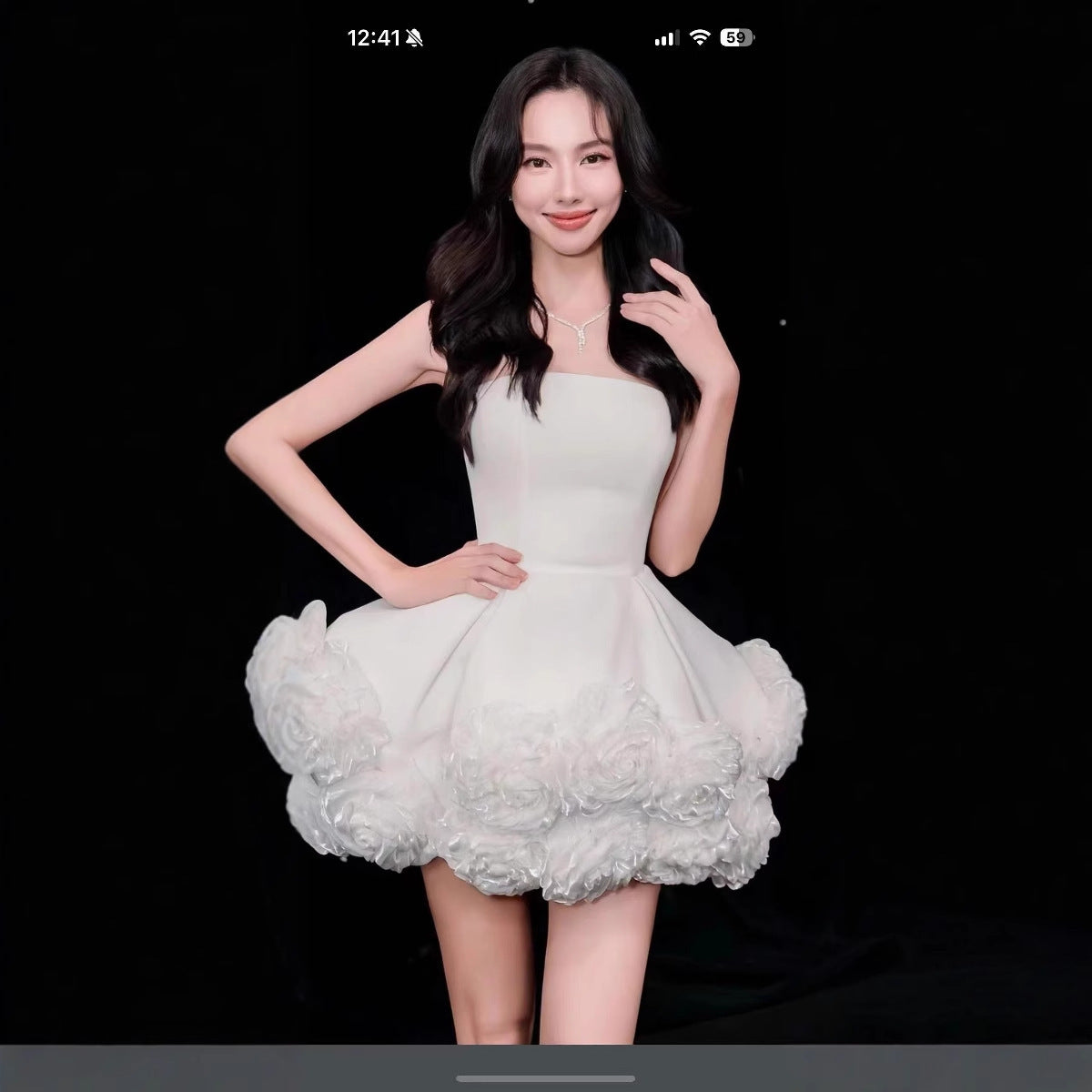 New Top Short Skirt Three-dimensional Flower Petty skirt French Cross-border Dress