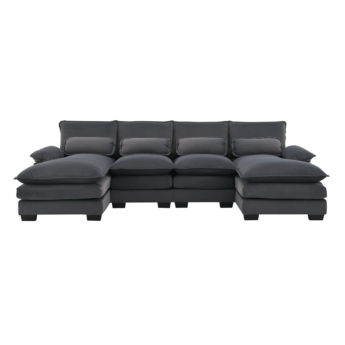 New Modern U-shaped 6-seat Upholstered Sleeper Sofa with Chaise Lounge