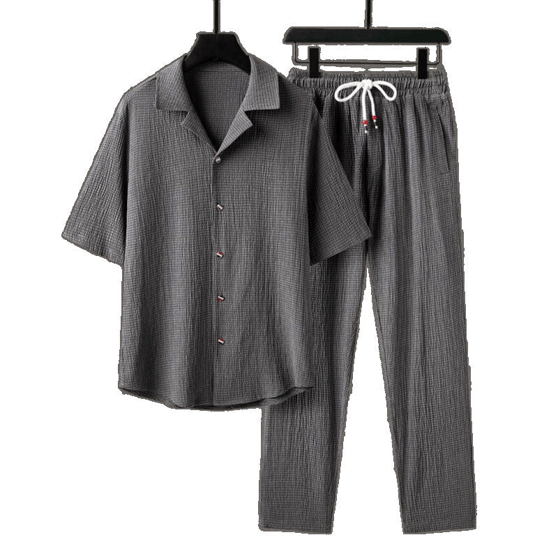 New Casual Men's Sports High-end Half Sleeve Chinese Style Two-piece Set