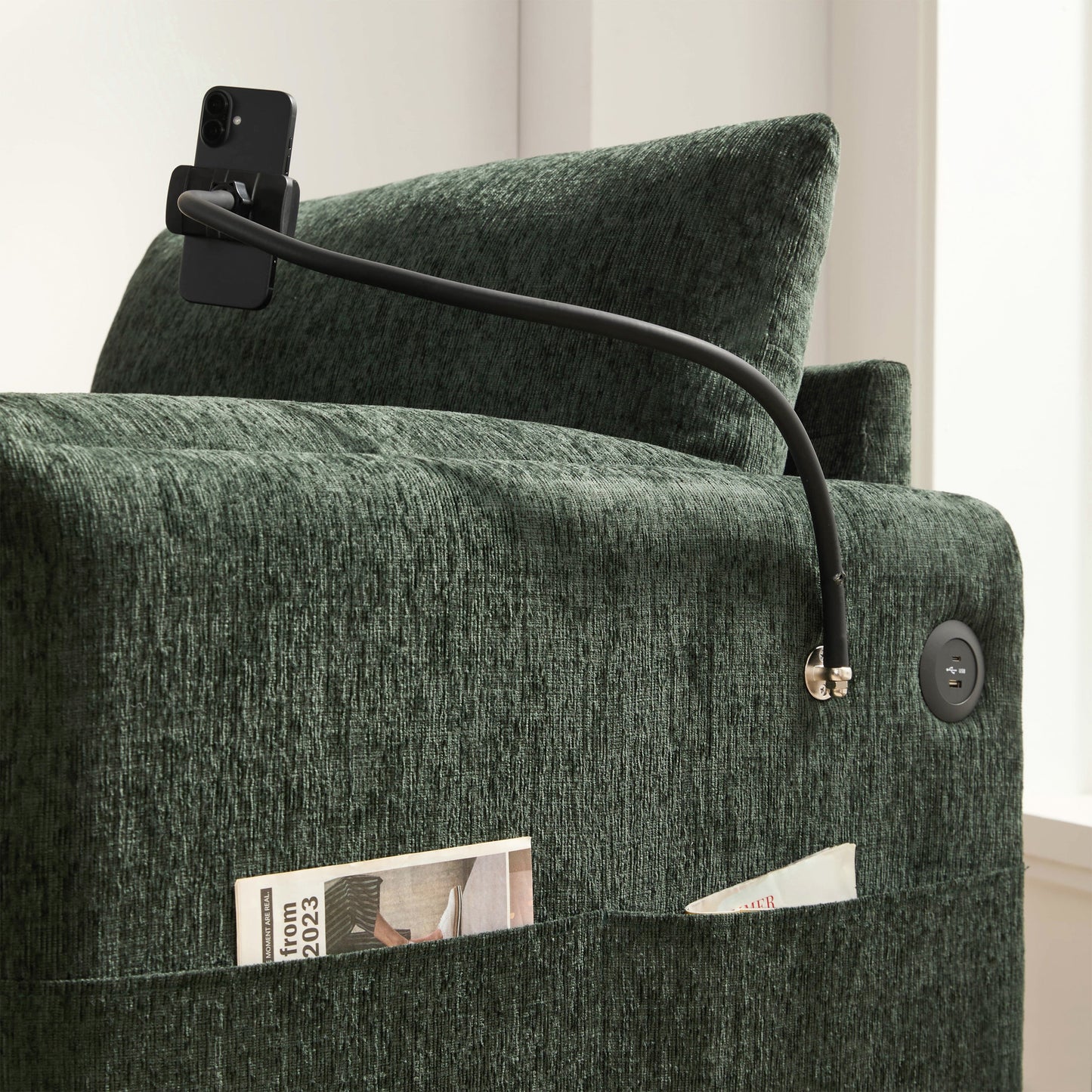New Chenille Wide Seat Chaise Lounge