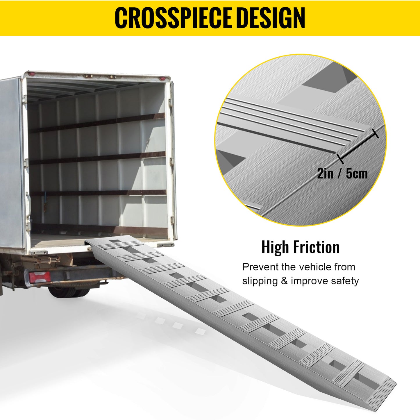 NEW VEVOR 60'X 12 X 2.5inch Aluminum Trailer Ramps 6000LBS Rust Resist Beaver Tail