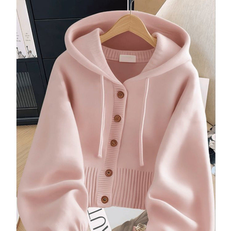 New Soft Glutinous Hooded Sweater Coat Ladies