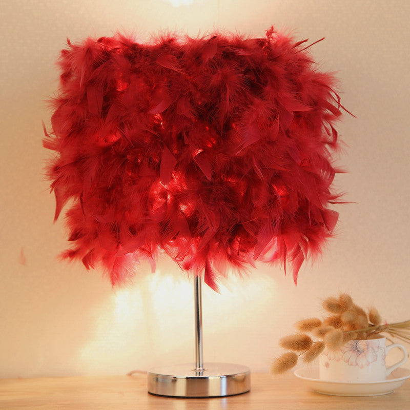 NEW Cute Bedroom Feather Shade Girly Night Light Lamp Fixture