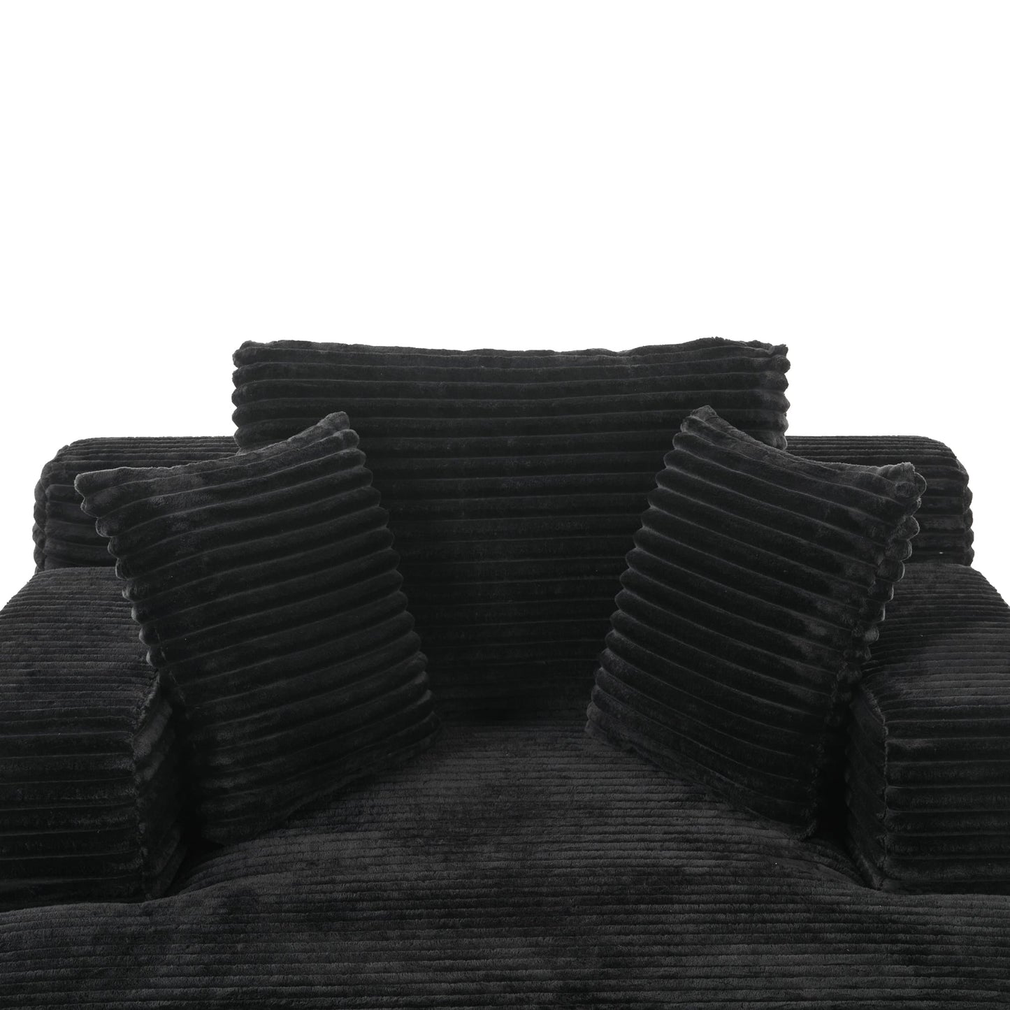 NEW Modern Black Corduroy Chaise Lounge Sofa Bed with Removable Pillows, 48.8' Upholstered Sleeper Sofa