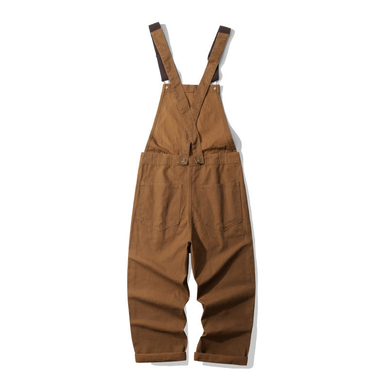 NEW Outdoor Canvas Lumberjack Working Bib Top Pants Railway Stripe One-piece