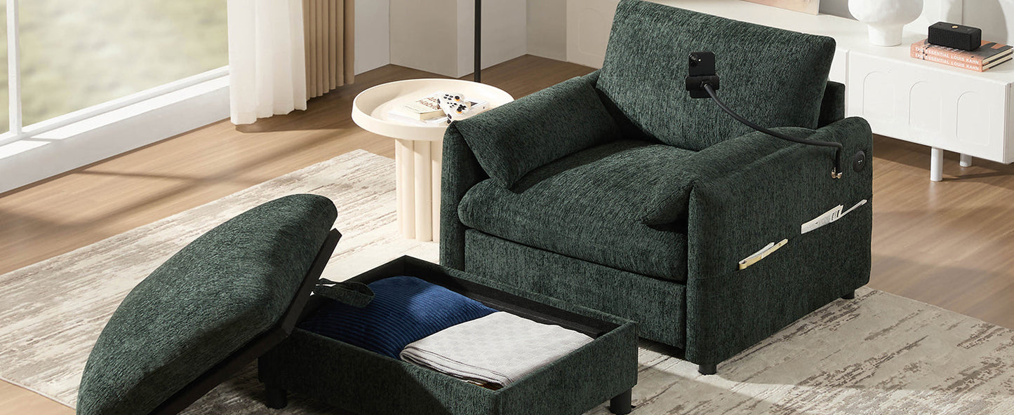 New Chenille Wide Seat Chaise Lounge