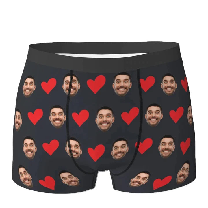 NEW Personalized Face Photo Underwear Custom Heart Boxer Briefs Custom Men Briefs Gift For Husband - Anniversary Gift For Dad