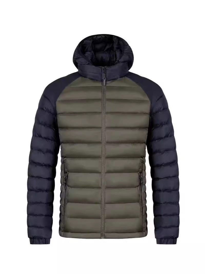 NEW Men's Fleece-lined Thick Hooded Rib Cotton-padded Jacket