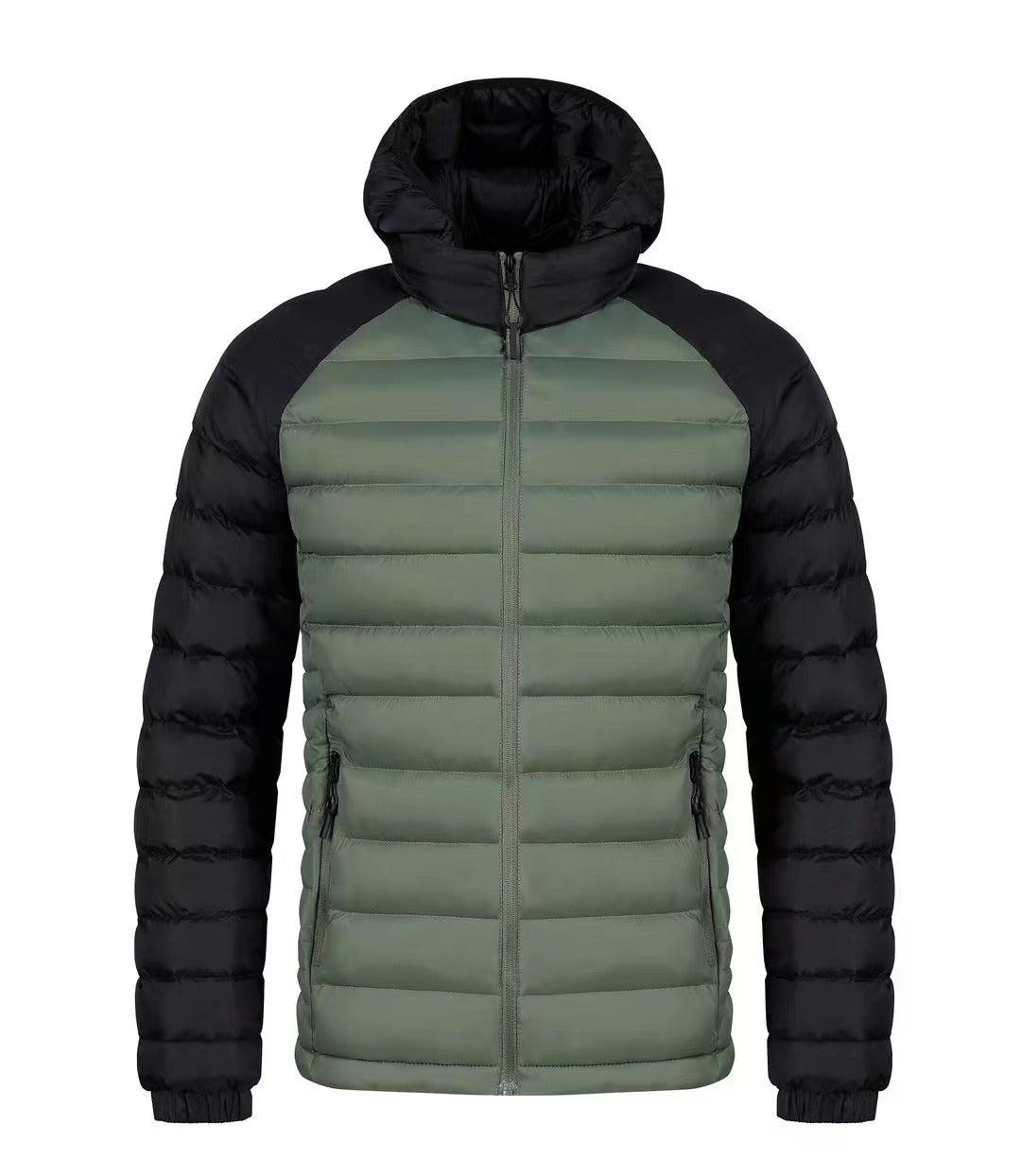 NEW Men's Fleece-lined Thick Hooded Rib Cotton-padded Jacket