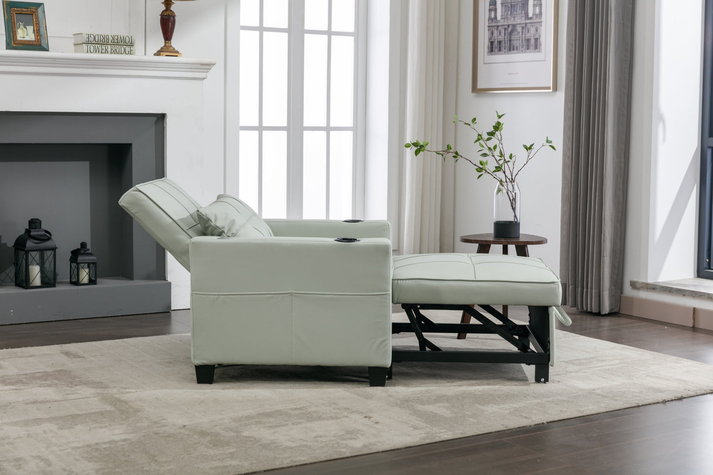 New Green Leather Futon 3-in-1 Pull Out Sleeper Chair