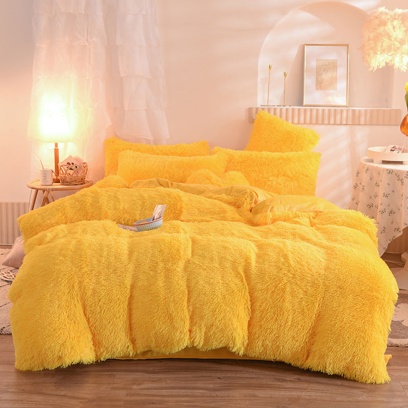 New Luxury Thick Fleece Duvet Cover Queen King Winter Warm Bed Quilt Cover Pillowcase Fluffy Plush Shaggy Bedclothes Bedding Set Winter Body Keep Warm