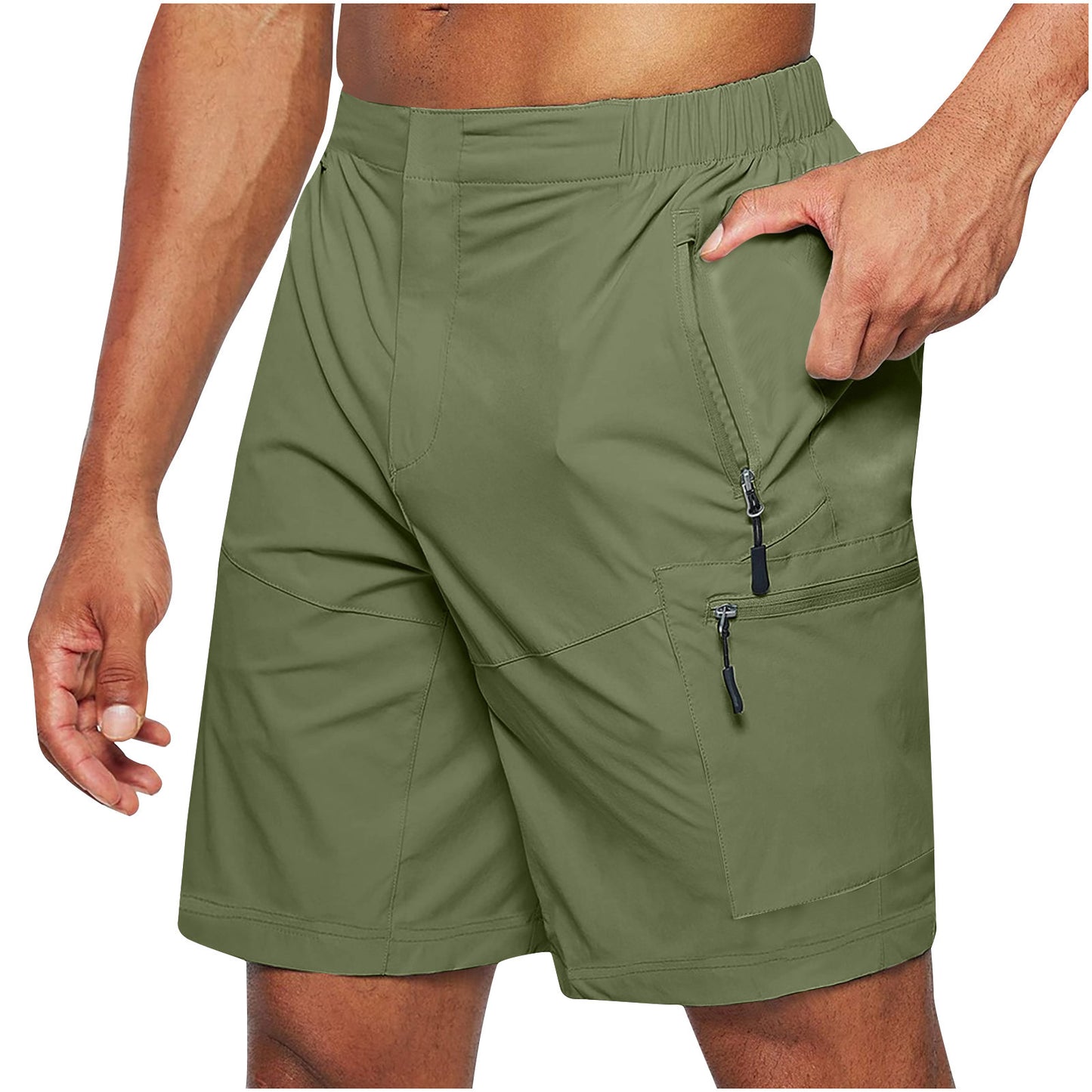 NEW Men's Casual Elastic Waist Strap Summer Shorts Casual Fit Fashion Outdoor Long Shorts For Men Knee-Length Straight Leg Pants Shorts