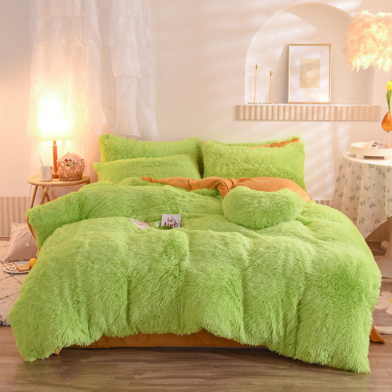 New Luxury Thick Fleece Duvet Cover Queen King Winter Warm Bed Quilt Cover Pillowcase Fluffy Plush Shaggy Bedclothes Bedding Set Winter Body Keep Warm