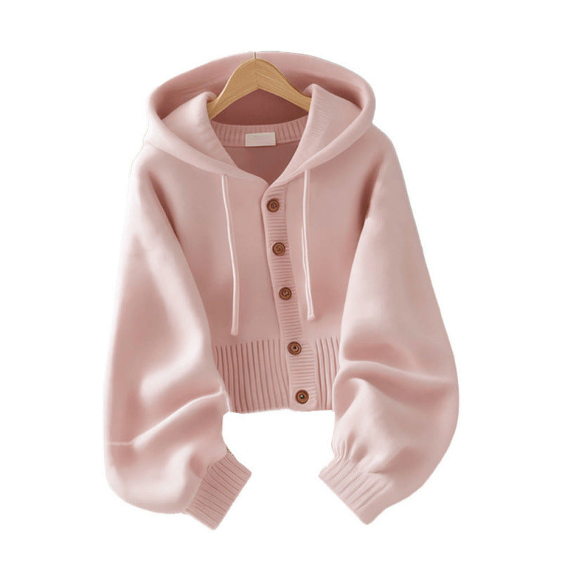 New Soft Glutinous Hooded Sweater Coat Ladies