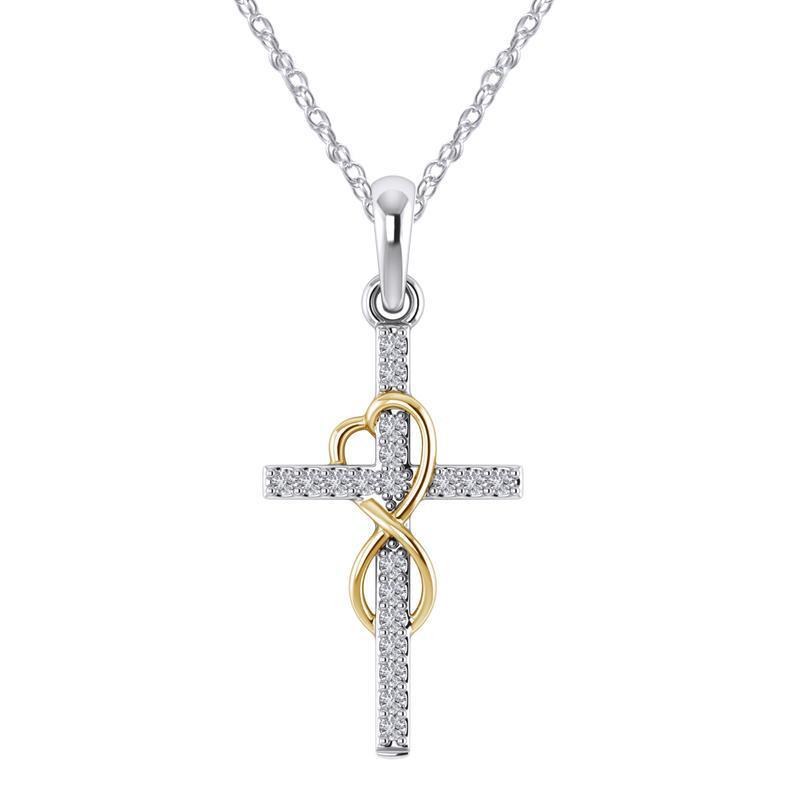New Alloy Pendant With Diamond And Eight-character Cross Necklace