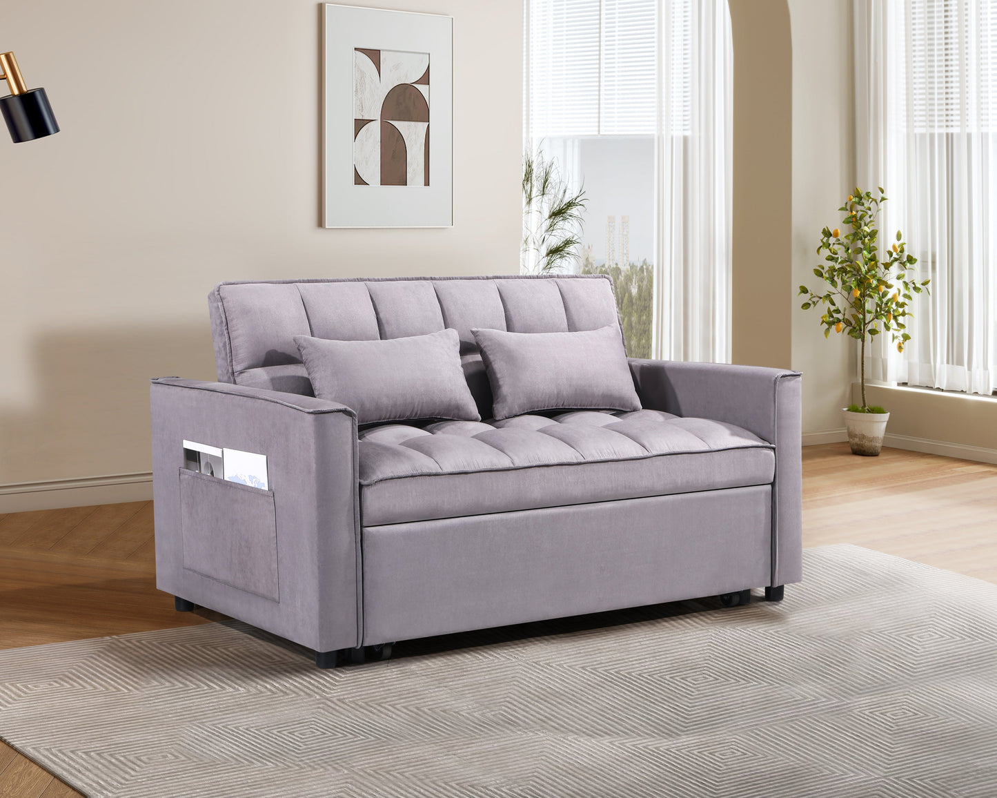 NEW Pull Out Couch Bed-3 in 1 Convertible Sleeper Couch Bed Lounge Pull-Out Sleeper Sofa