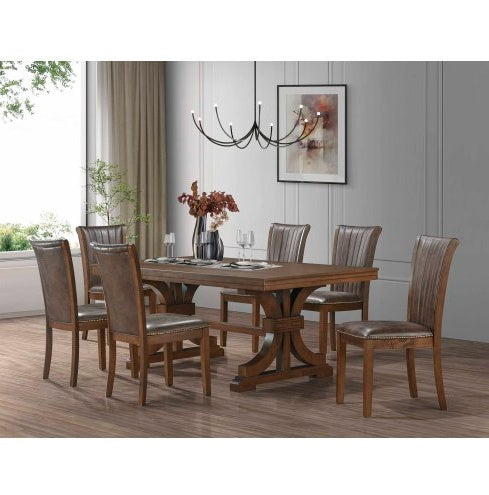 NEW 78.74 Rectangular Rubber Wood Dining Table For 6-8 With Wooden Trestle Pedestal Base Mid Century Modern Kitchen Wooden Table Dinner Table For Dining Room, Living Room ,OAK