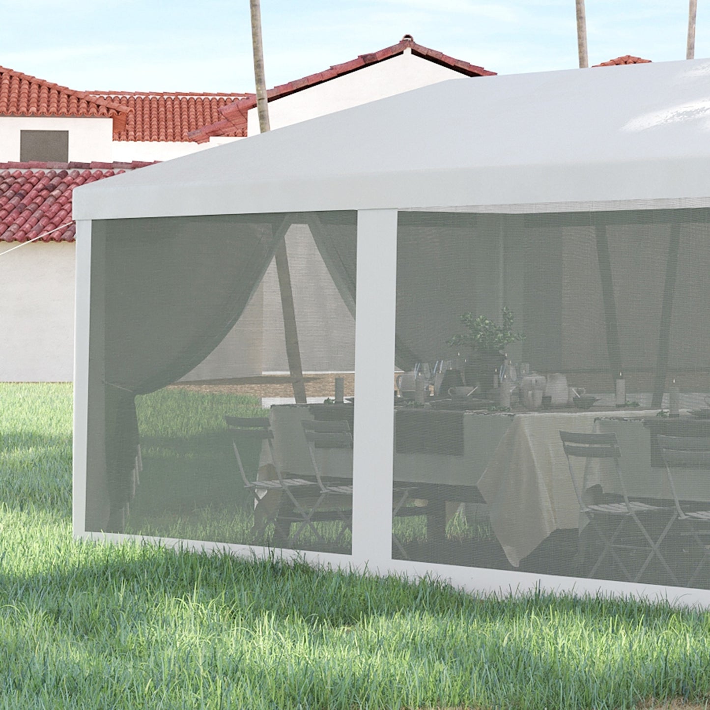 NEW Outsunny 10' X 28' Party Tent Canopy, Outdoor Event Shelter Gazebo With 8 Removable Mesh Sidewalls,