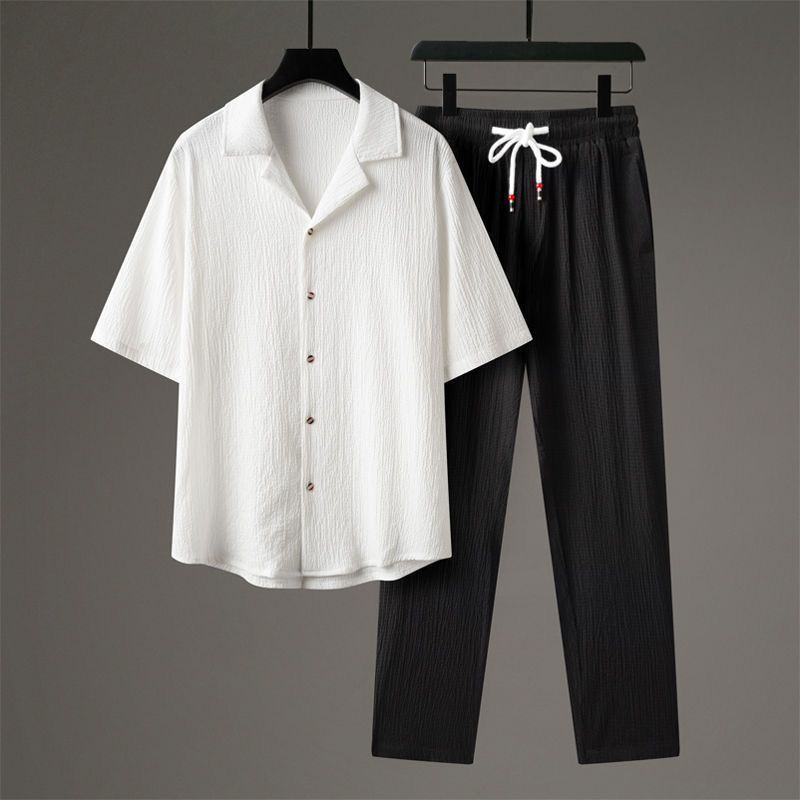 New Casual Men's Sports High-end Half Sleeve Chinese Style Two-piece Set
