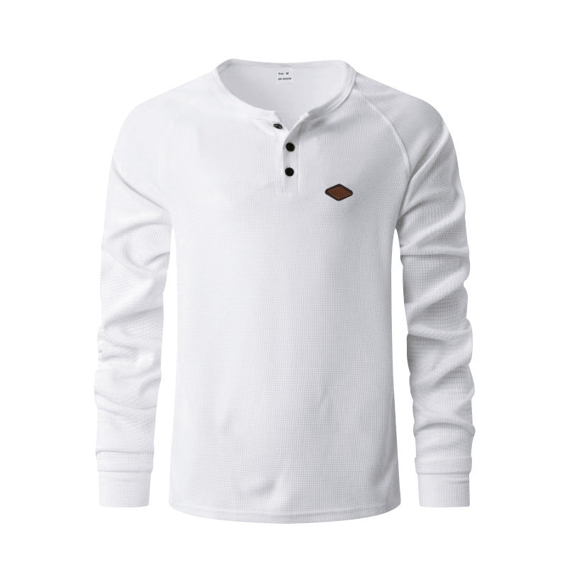 New Waffle Buckle Quick-drying Raglan Henry Long Sleeve