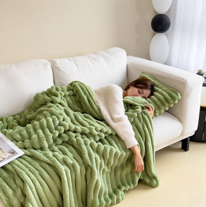 NEW Soft Wind Bubble Velvet Blanket Warm Solid Rabbit Fur Blankets Double-sided Thickening Cover Throw Warm Fur Blanket