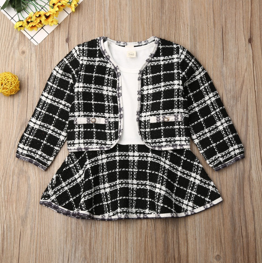 New Long-sleeved Dresses Two-piece Children's Baby Small Incense Wind Suit