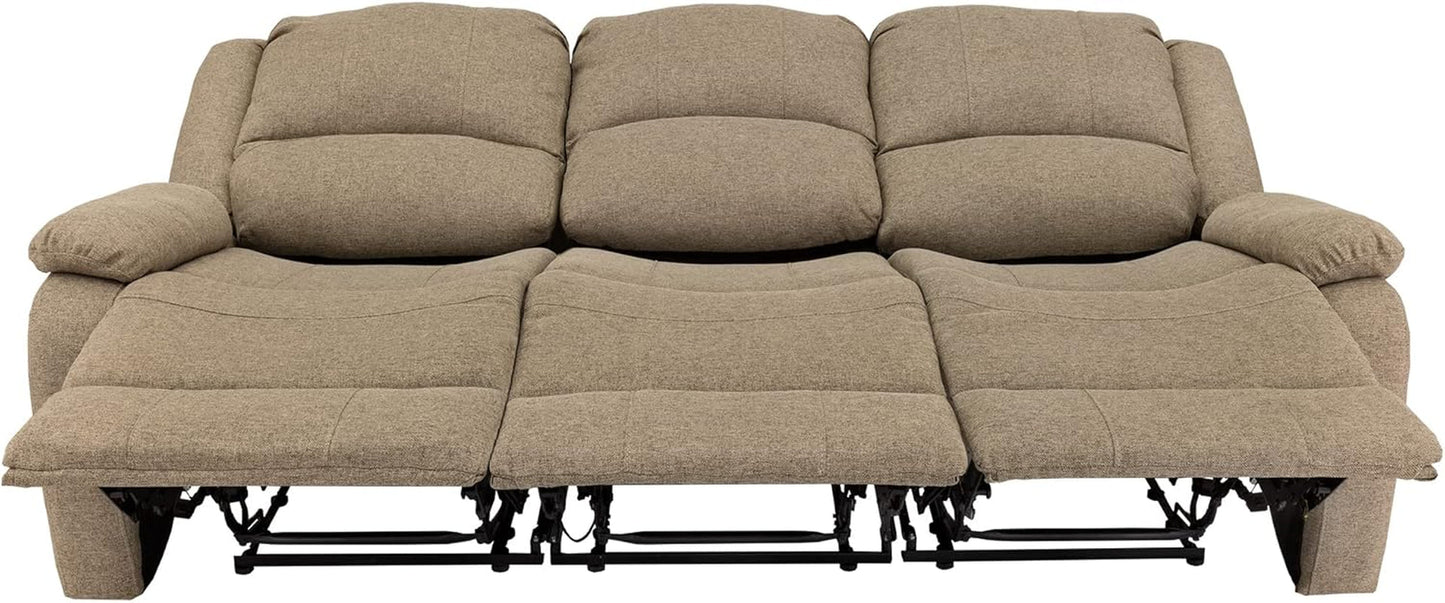 NEW Charles 80In Triple Recliner RV Sofa Oatmeal Zero Wall