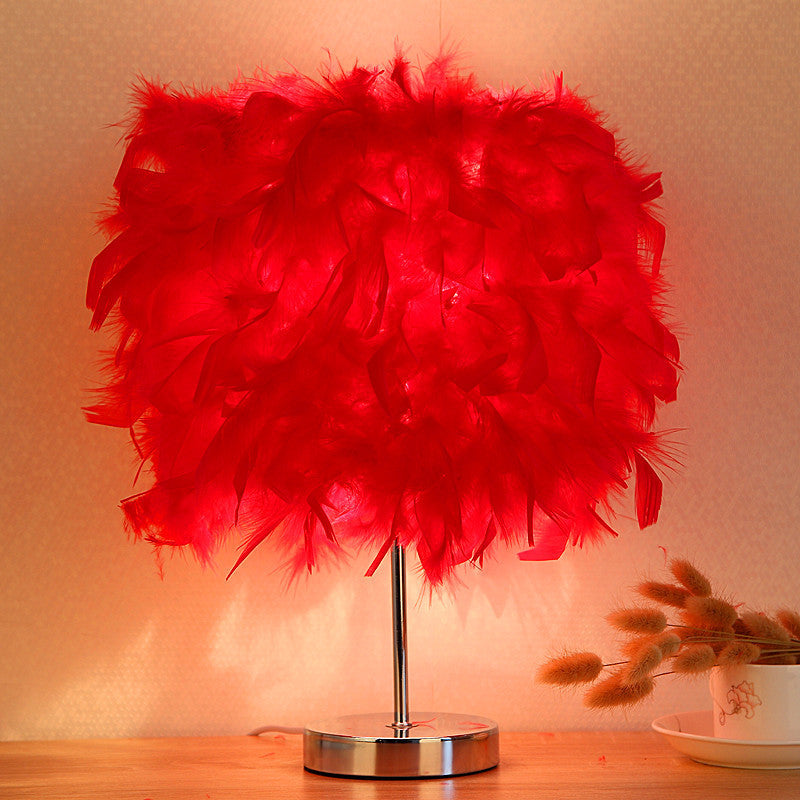 NEW Cute Bedroom Feather Shade Girly Night Light Lamp Fixture