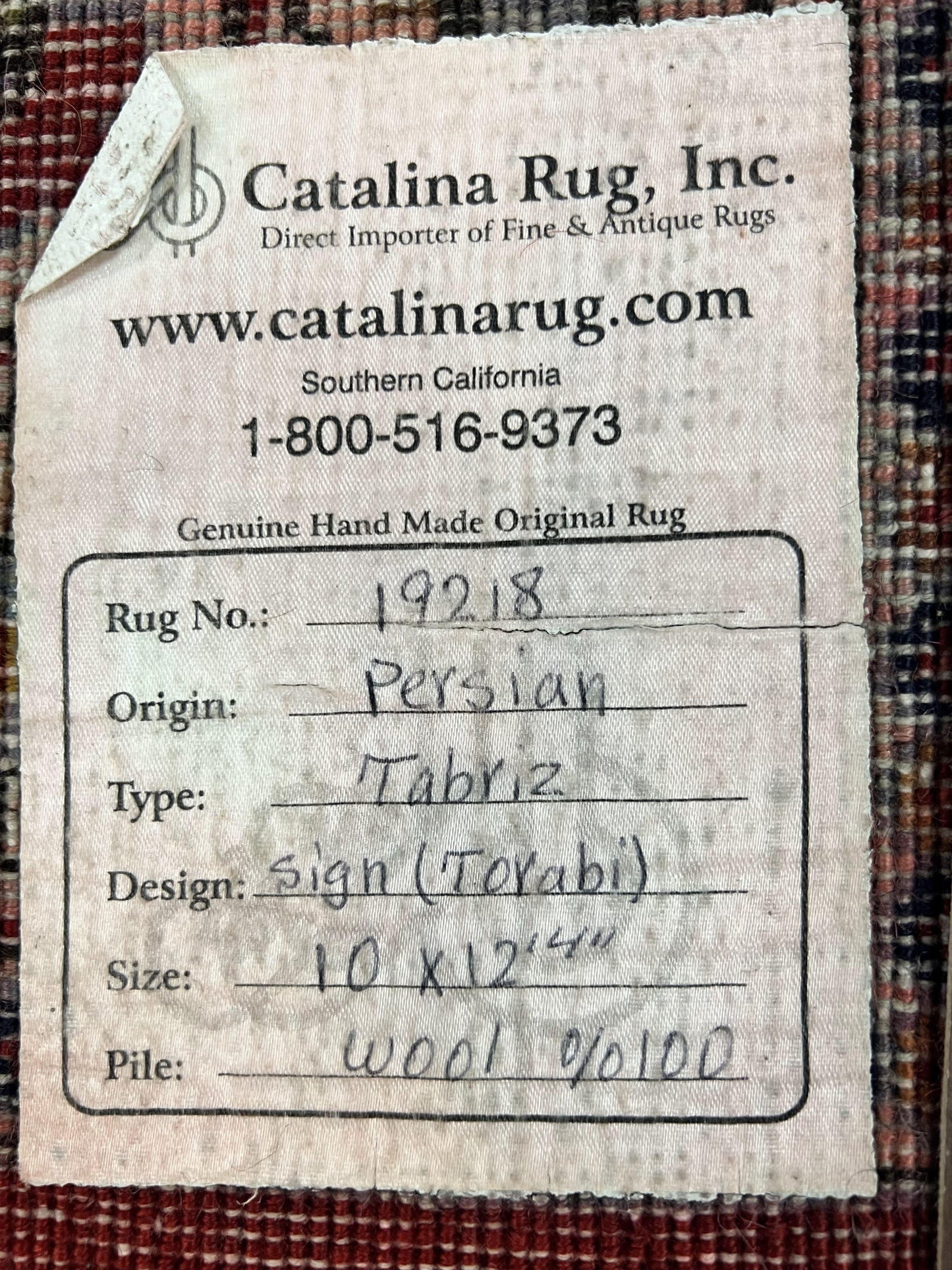 USED Persian Tabriz Rug 10x12, Floral Allover, Handmade Vintage Wool Carpet, Red and Cream