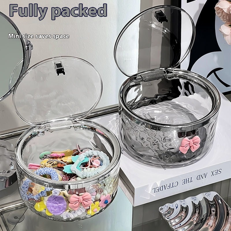 NEW Children's Water Ripple Finishing Box Desktop Hairpin For Girls Rubber Band Transparent Storage