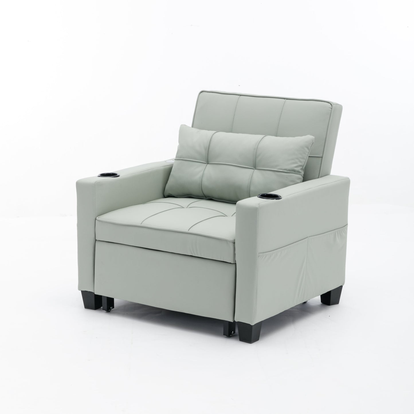 New Green Leather Futon 3-in-1 Pull Out Sleeper Chair