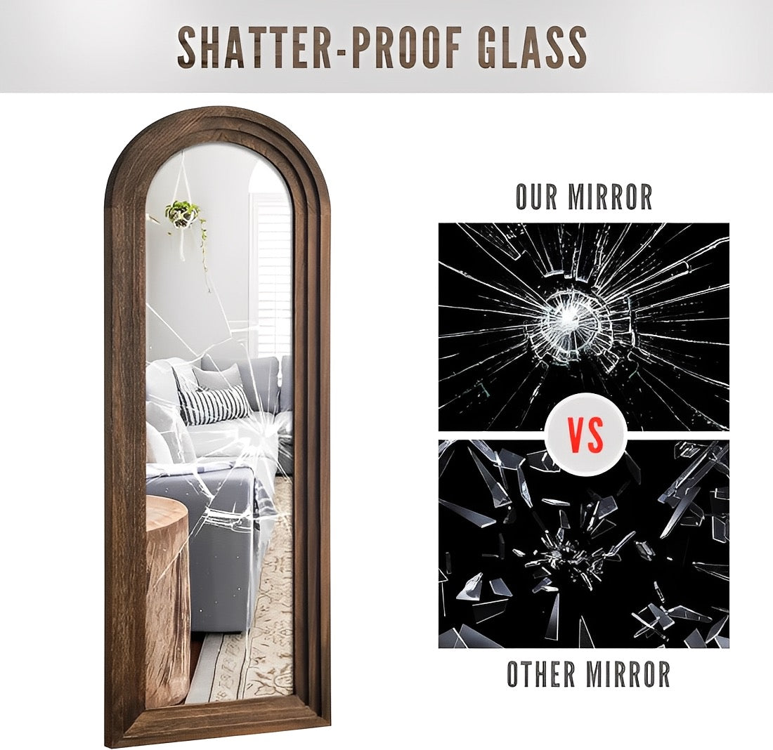 NEW 64"x21" Full-Length Wooden Arched Floor Mirror