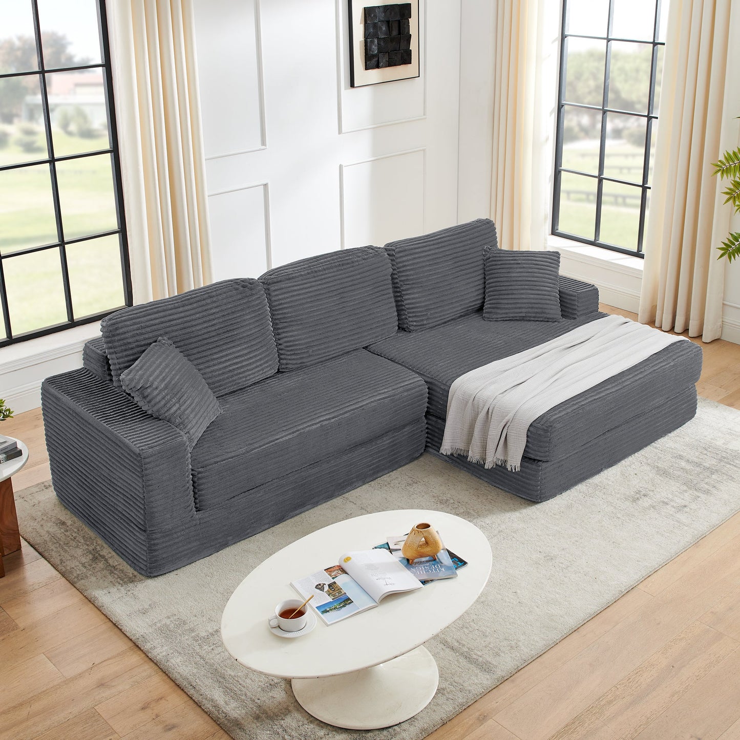 NEW Modern Minimalist L-Shape Modular Sectional Sofa