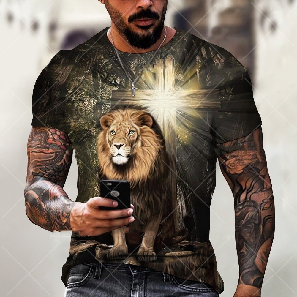 New 3D Printed Jesus Pattern Breathable Quick-drying T-shirt