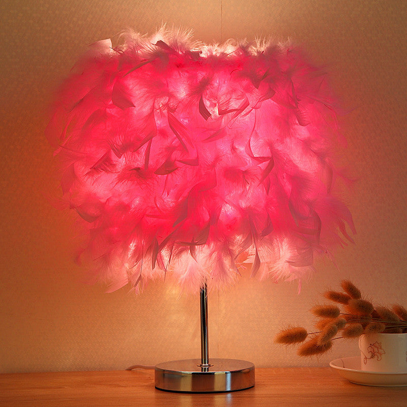 NEW Cute Bedroom Feather Shade Girly Night Light Lamp Fixture