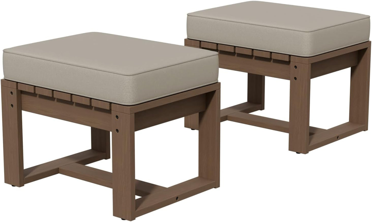 NEW Natural Cedar Outdoor Patio Ottomans Removable Cushions