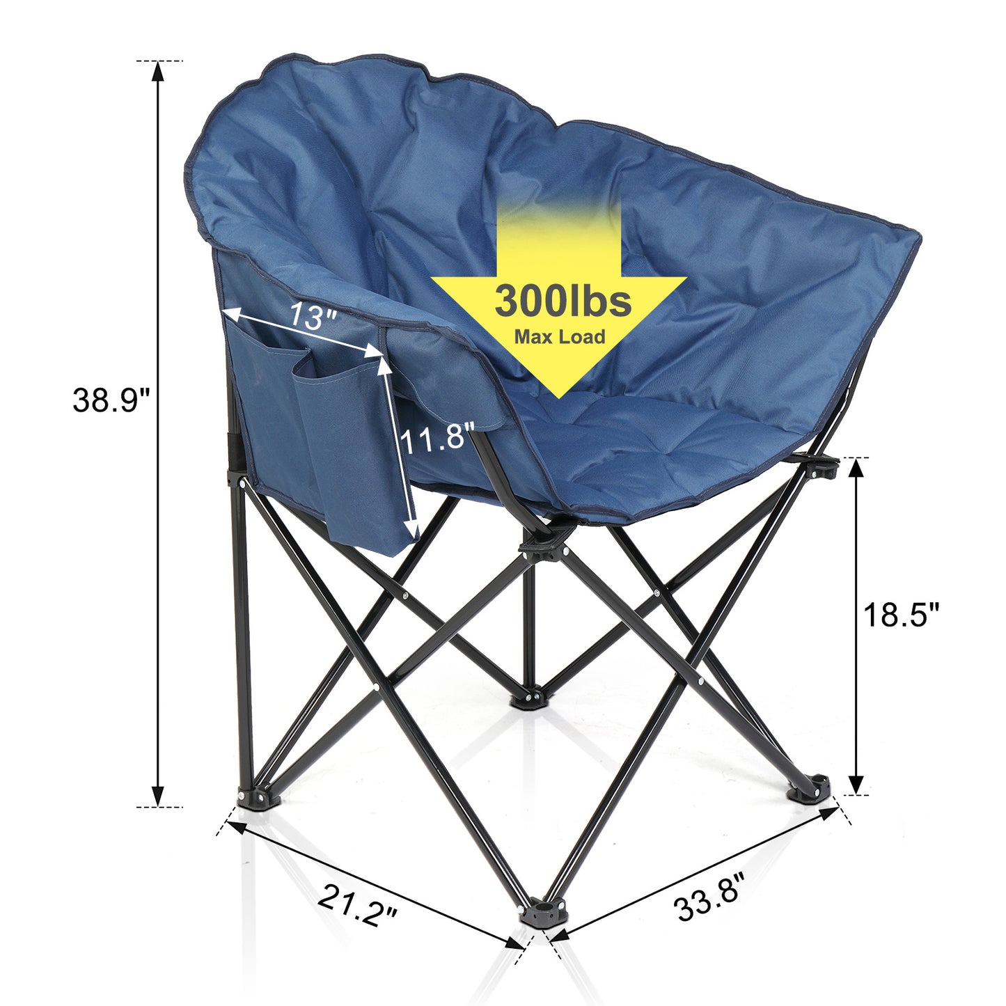 NEW Blue Folding 300lb Steel Frame Portable Camping Moon Chair