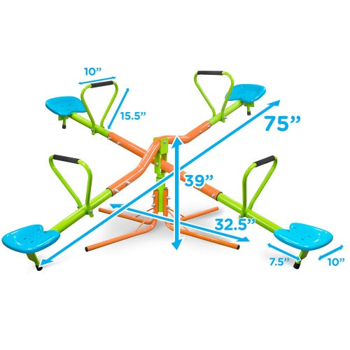 NEW
NEW XSS004 Outdoor Kids 3+ Steel Frame Playground Four-seater Seesaw For Children 360 Degree Rotation