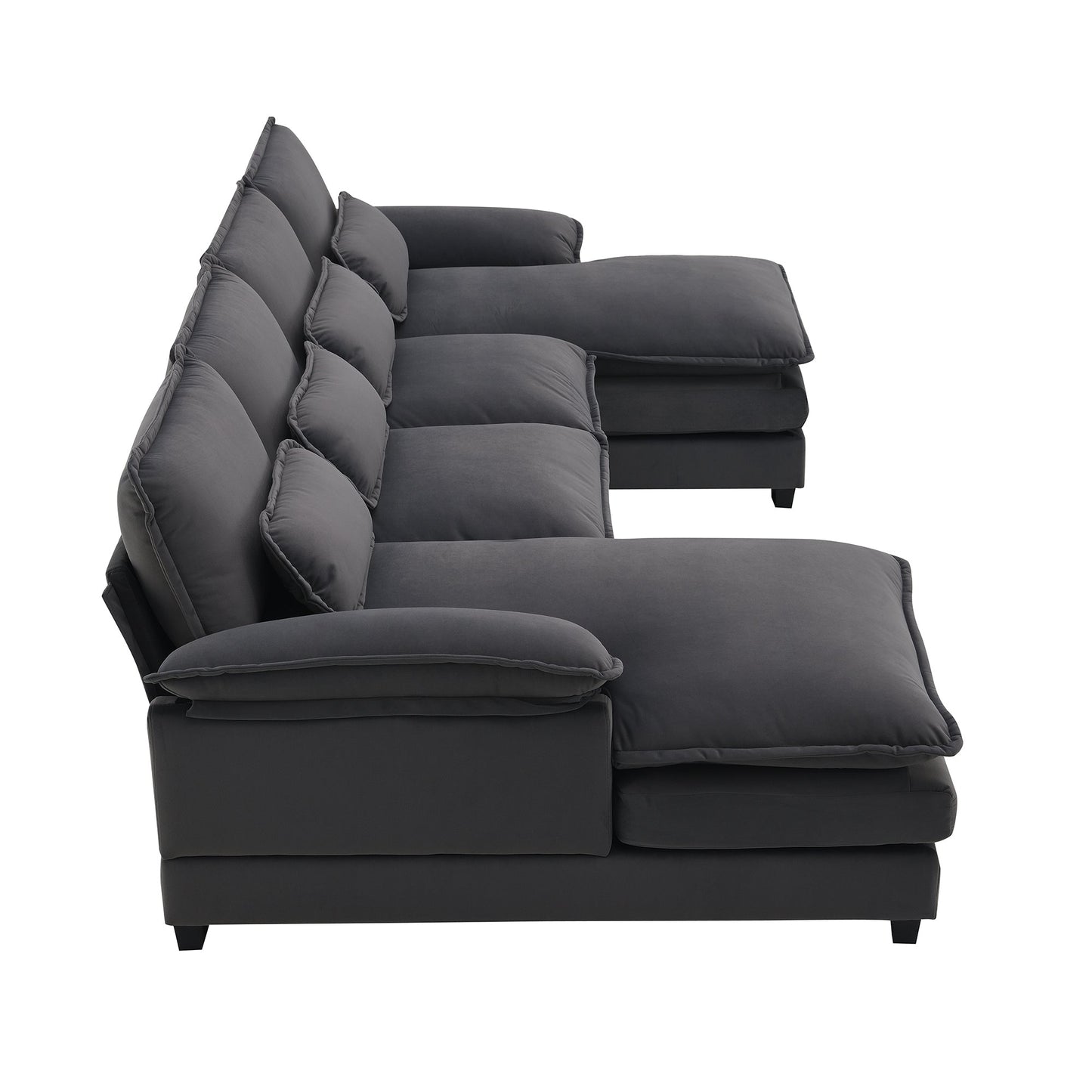 New Modern U-shaped 6-seat Upholstered Sleeper Sofa with Chaise Lounge