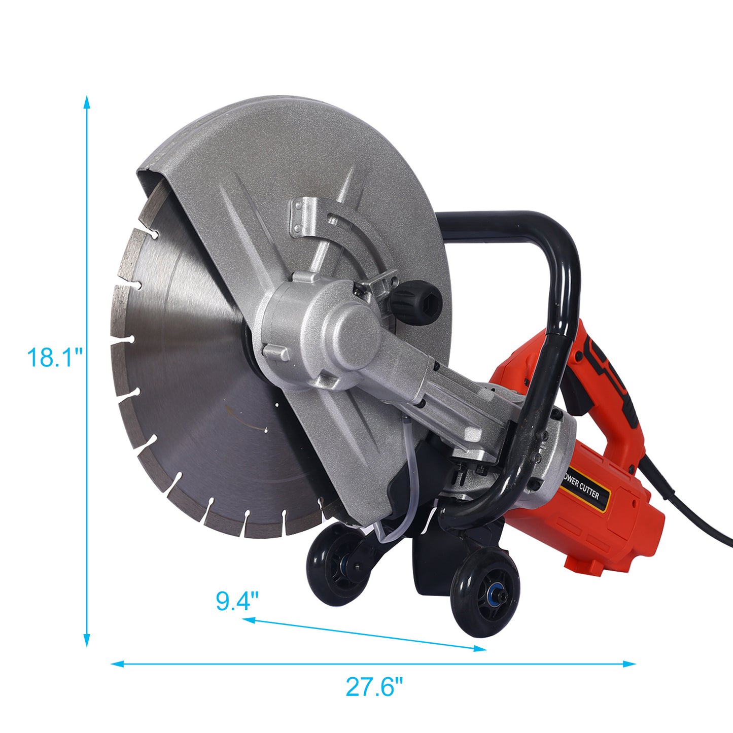 NEW 3000w Electric 14" Cut Off Saw Wet/Dry Concrete Saw Cutter Guide Roller with Water Line Attachment