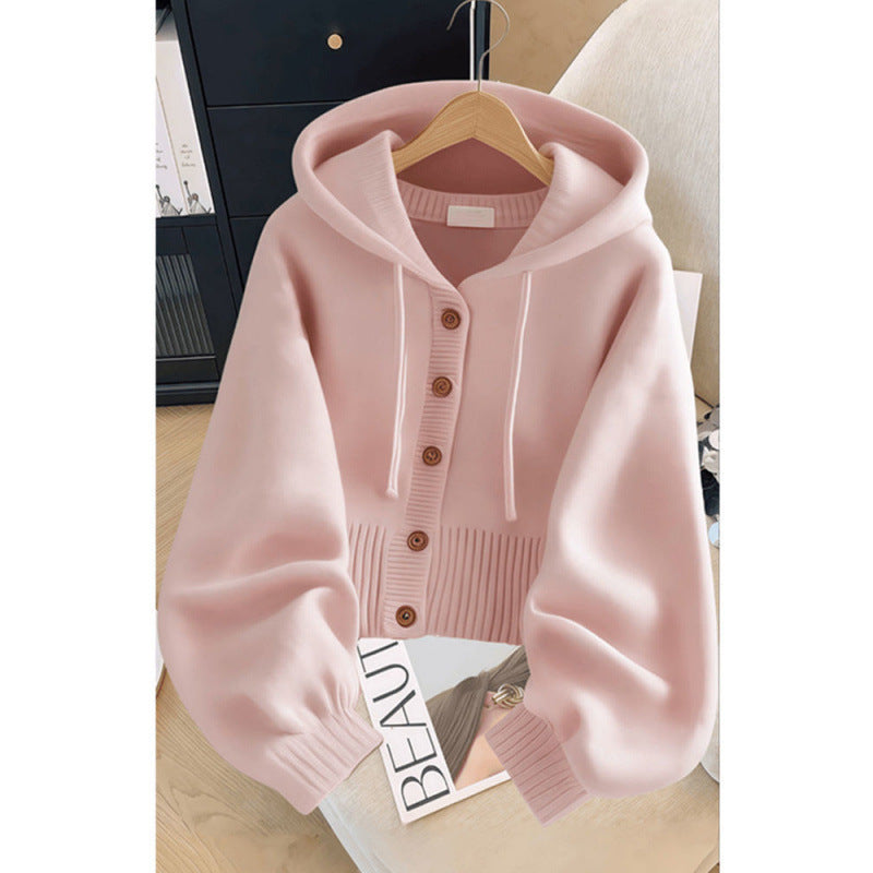 New Soft Glutinous Hooded Sweater Coat Ladies