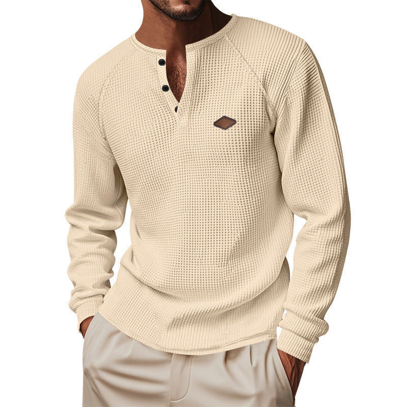 New Waffle Buckle Quick-drying Raglan Henry Long Sleeve