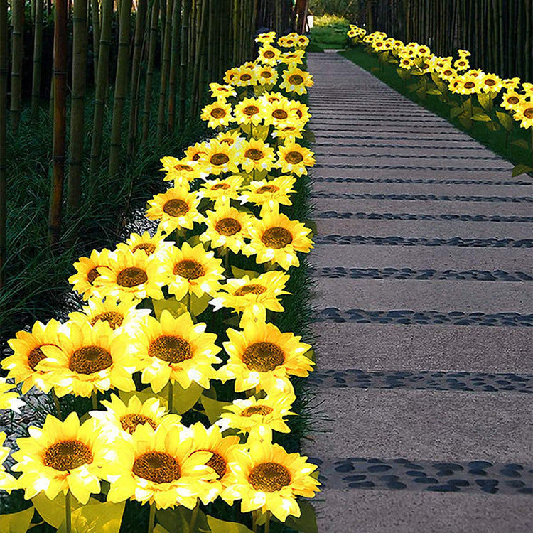 NEW LED Solar Sunflower Lamps Solar Light Pathway Landscape Decorative Lights
