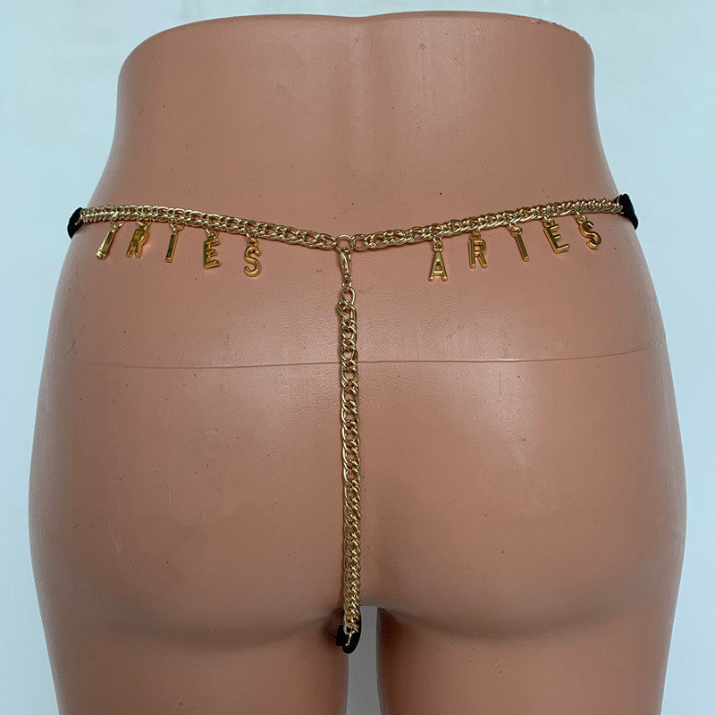 New Exy Women Custom Thong With Letter Name Personality G-String Panties Underwear Waist Body Chain Lace Thongs Jewelry Gift