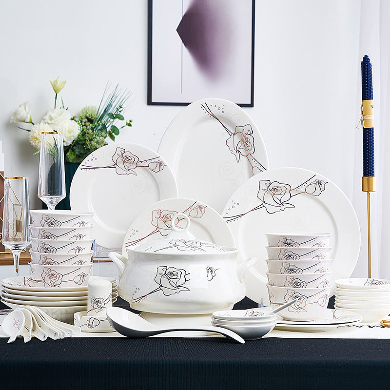 NEW Ceramic Porcelain Bowls And Saucers Bone China Bowls Plates Dinnerware Set
